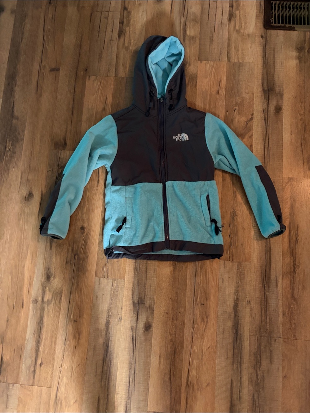 The North Face Kids Aqua & Charcoal Hooded Puffer Jacket